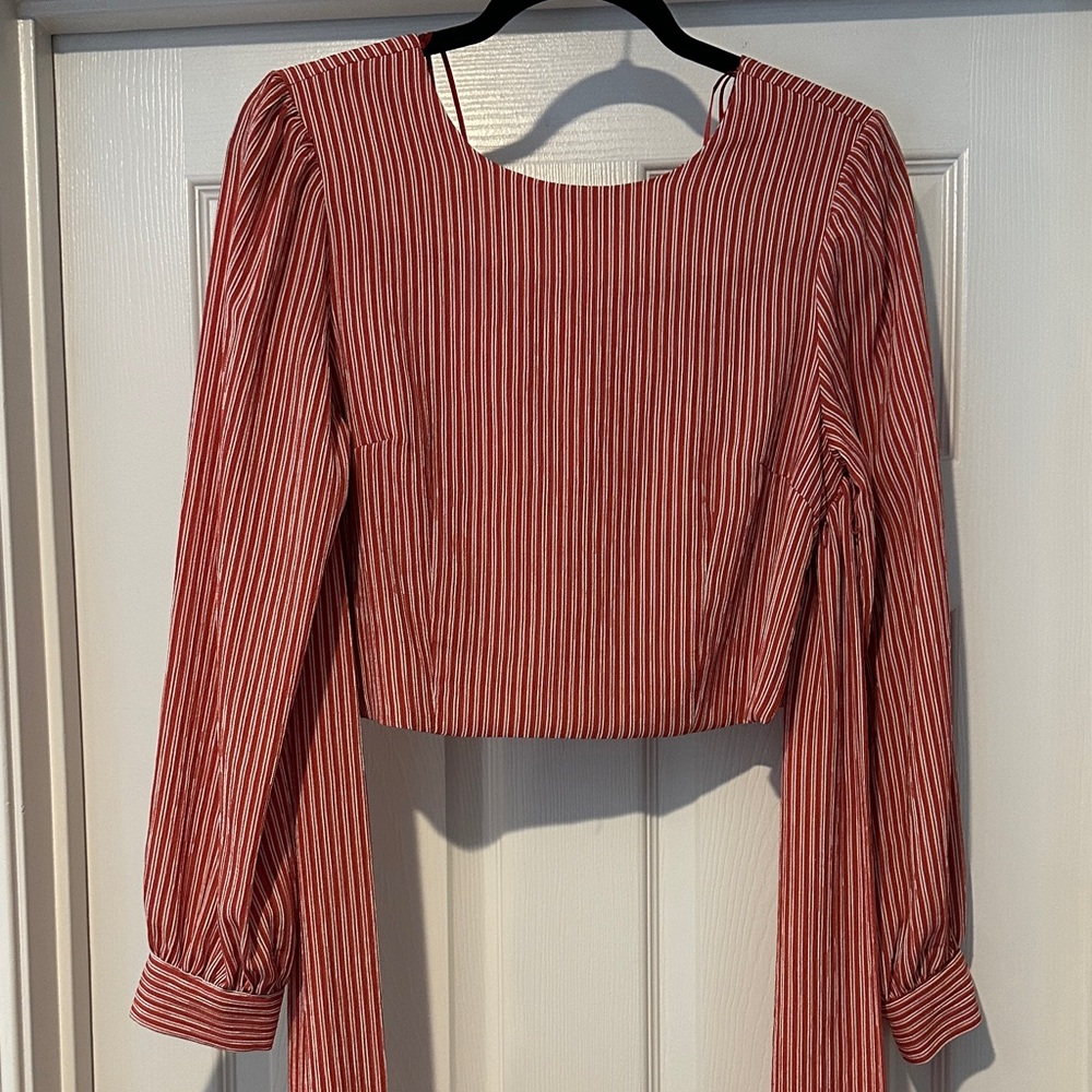 Cropped Tie-Front Blouse